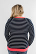 On Top Of The World Striped Top- Navy & Neon Pink