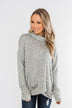 Twist of Winter Cowl Neck Top- Heather Grey