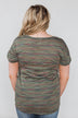 Get The Party Started Striped Pocket Tee - Dark Olive