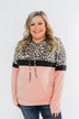 Into the Jungle Color Block Hoodie- Blush & Leopard