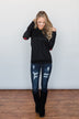Near to my Heart Elbow Patch Hoodie - Black