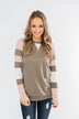 Full Of Joy Color Block Top- Mocha, Pink, & Ivory
