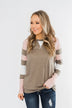 Full Of Joy Color Block Top- Mocha, Pink, & Ivory