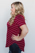 Can't Stay Away Striped Top - Burgundy