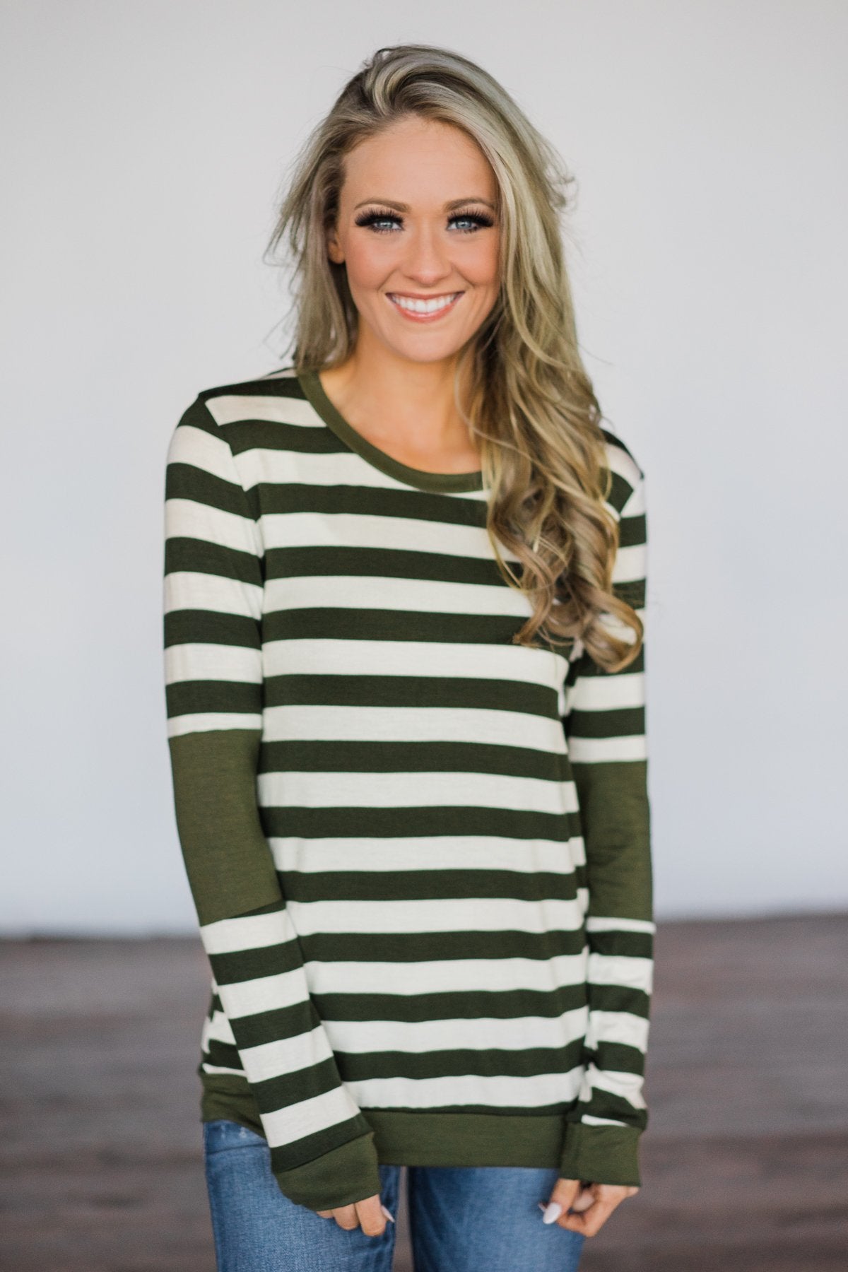 Dreams of Romance Olive Striped Top