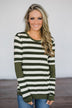 Dreams of Romance Olive Striped Top