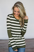 Dreams of Romance Olive Striped Top