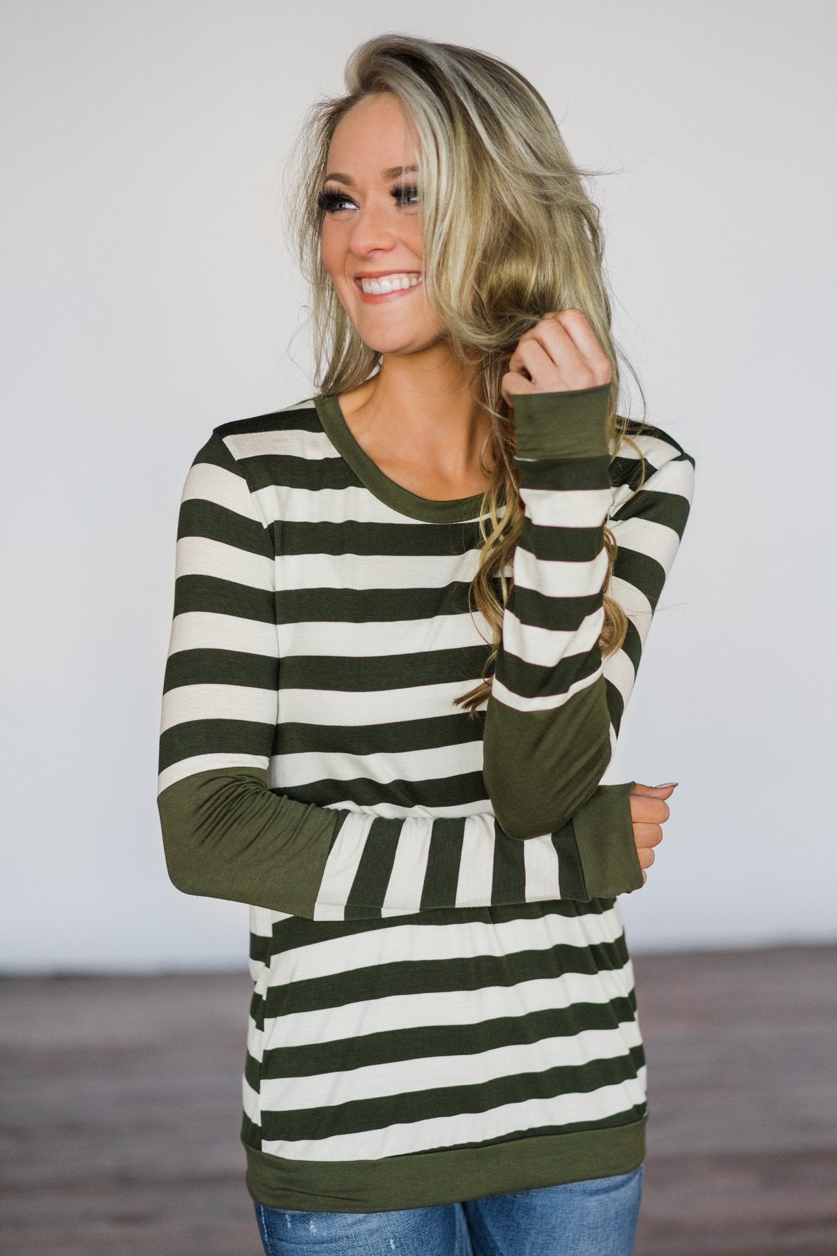 Dreams of Romance Olive Striped Top