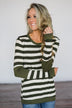 Dreams of Romance Olive Striped Top