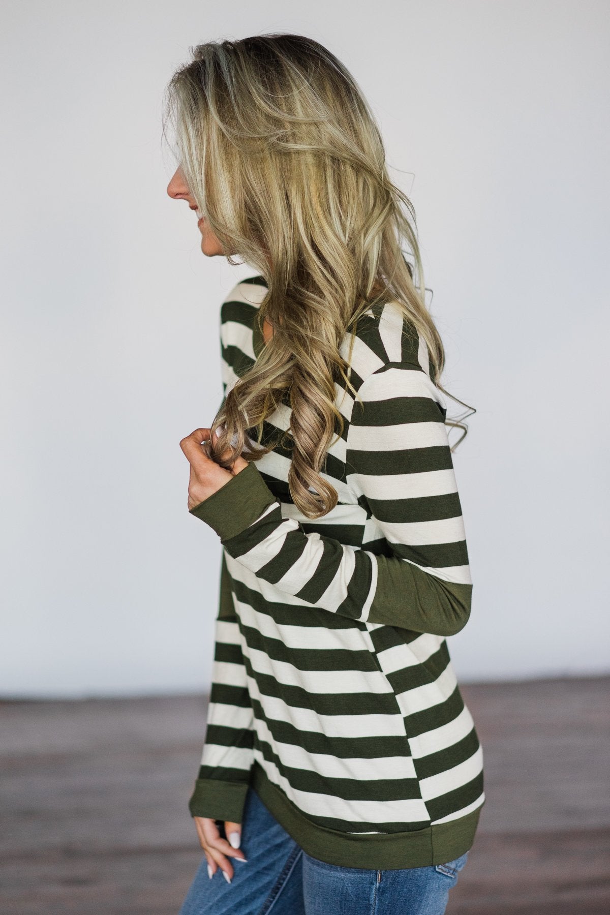 Dreams of Romance Olive Striped Top