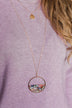 Circle Multi-Colored Gem Necklace- Gold