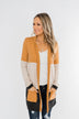 Until Tomorrow Color Block Cardigan- Mustard & Charcoal