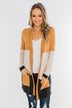 Until Tomorrow Color Block Cardigan- Mustard & Charcoal