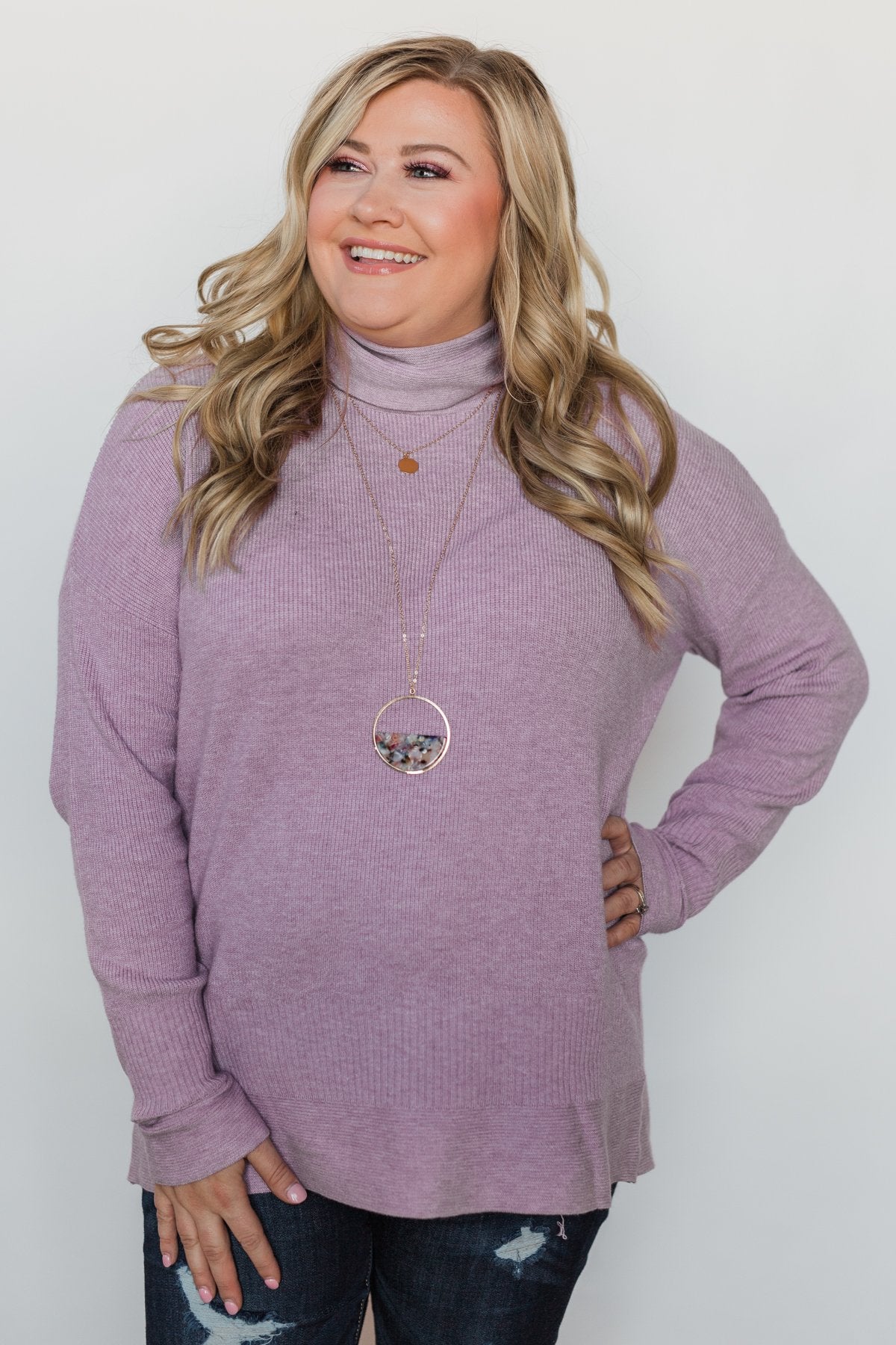 Stuck in a Daydream Turtle Neck Sweater - Lavender