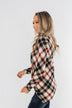 Meet Me Under The Mistletoe Plaid Top- Cream, Black, & Red