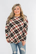 Meet Me Under The Mistletoe Plaid Top- Cream, Black, & Red