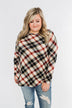 Meet Me Under The Mistletoe Plaid Top- Cream, Black, & Red