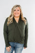 Can't Help This Feeling Front Wrap Top- Olive
