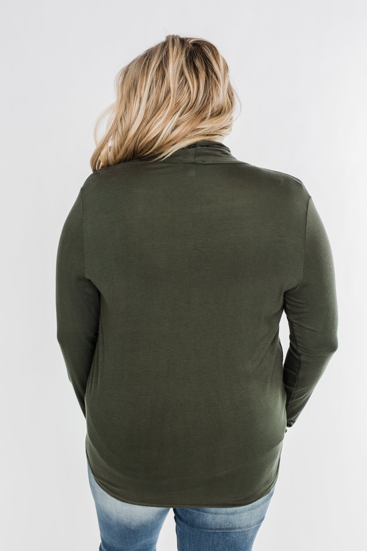 Can't Help This Feeling Front Wrap Top- Olive