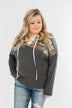 Camo Cutie Lace Up Hoodie- Charcoal & Ivory