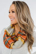 Plaid Infinity Scarf- Orange, Yellow, Blue, & Cream