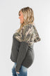 Camo Cutie Lace Up Hoodie- Charcoal & Ivory
