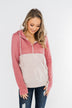 Talk To Me Quarter Zip Hoodie- Mauve Pink