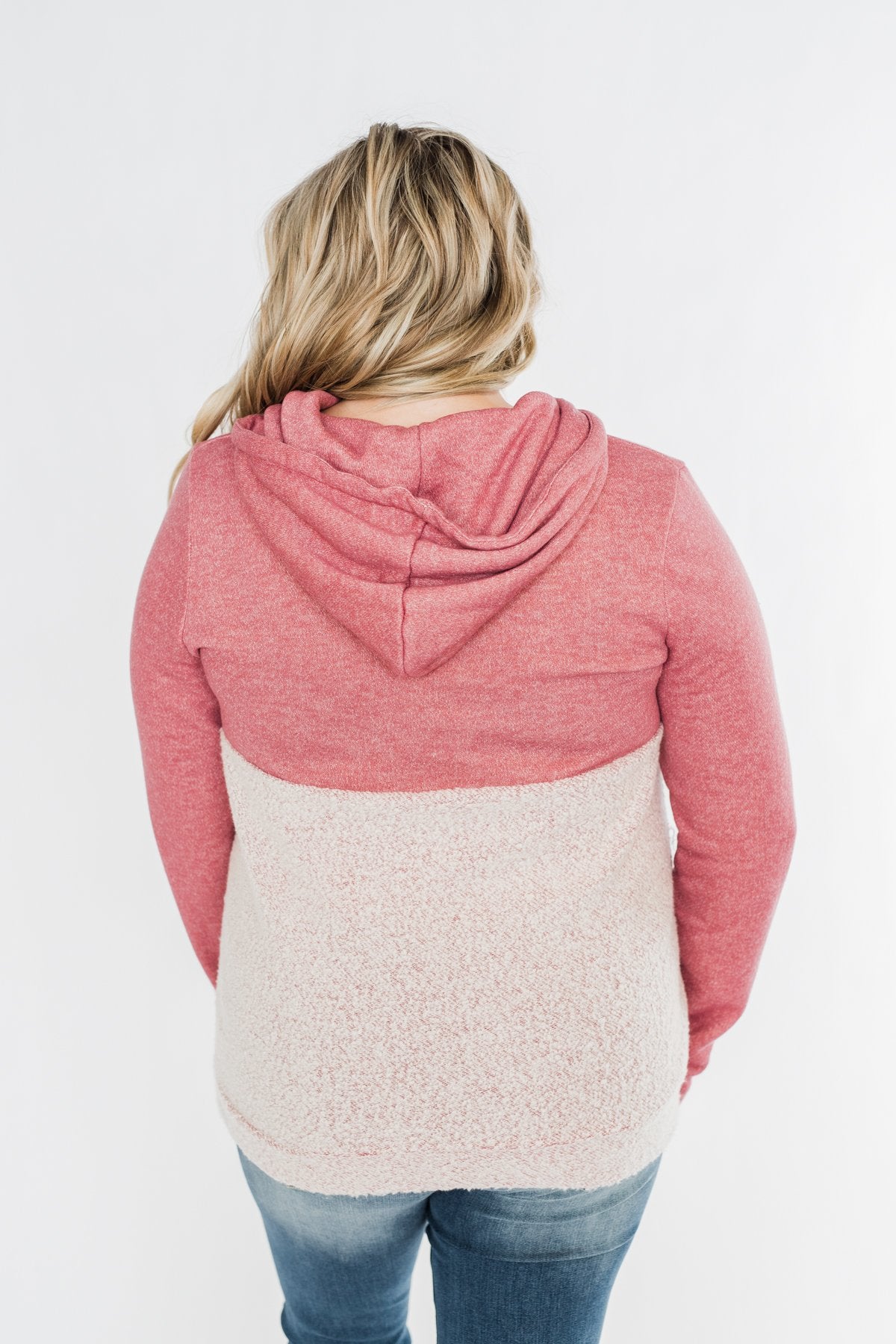 Talk To Me Quarter Zip Hoodie- Mauve Pink