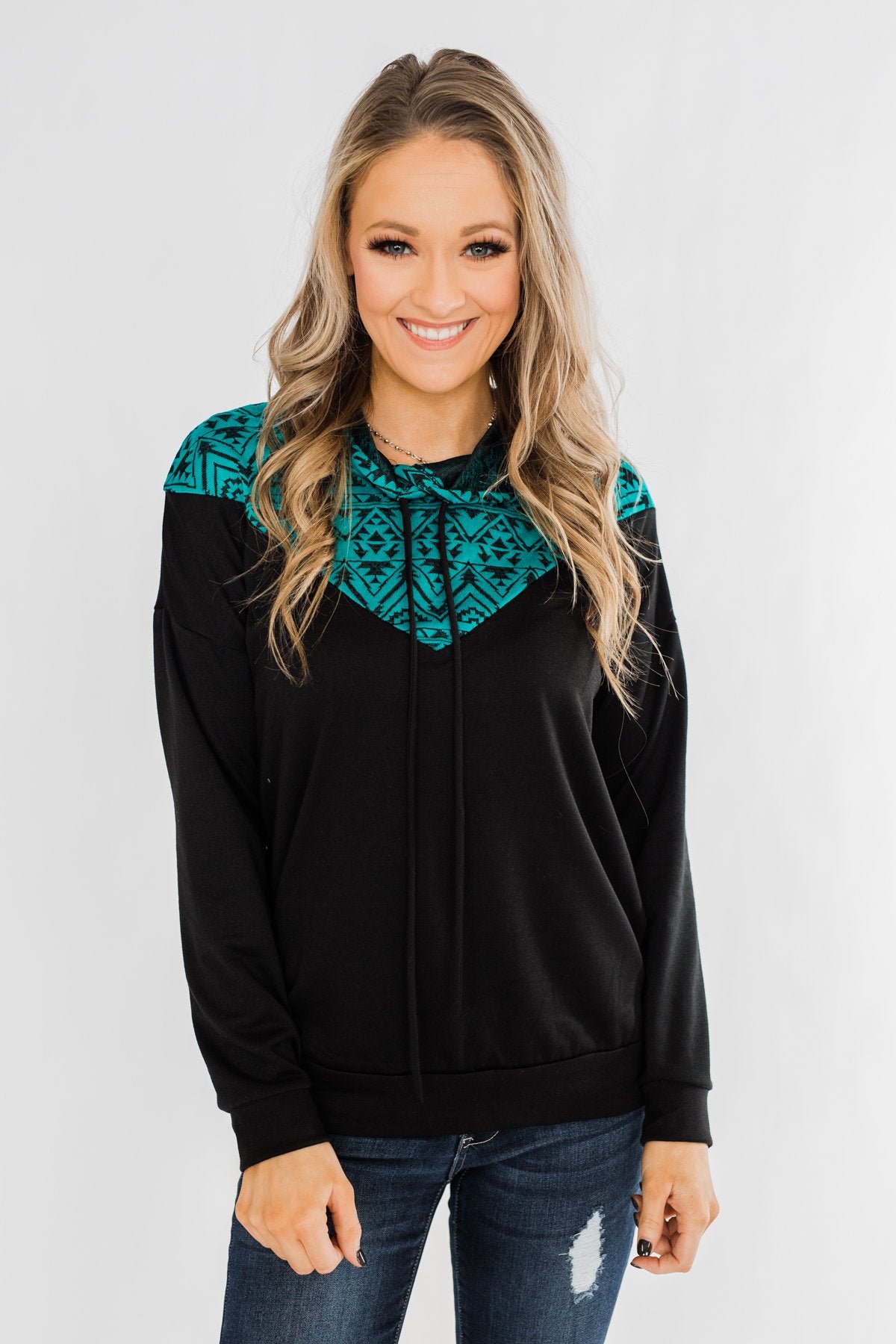 Black and turquoise hoodie online