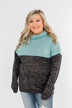 Mint Charcoal Cowl Color Block Top