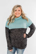 Mint Charcoal Cowl Color Block Top