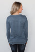 Winter Nights Lace Trimmed Top - Slate Blue