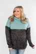 Mint Charcoal Cowl Color Block Top