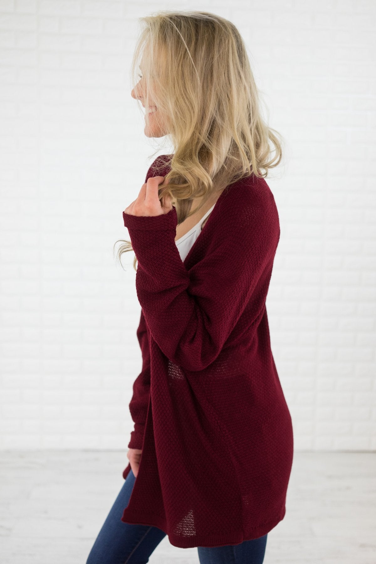 Button Midi Cardigan (burgundy)