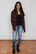 Buffalo Plaid Cardigan- Deep Red & Black