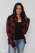 Buffalo Plaid Cardigan- Deep Red & Black