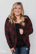 Buffalo Plaid Cardigan- Deep Red & Black