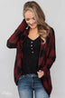 Buffalo Plaid Cardigan- Deep Red & Black