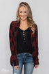 Buffalo Plaid Cardigan- Deep Red & Black