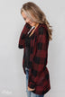 Buffalo Plaid Cardigan- Deep Red & Black