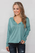 Feeling Fine 5-Button Long Sleeve Top - Mint