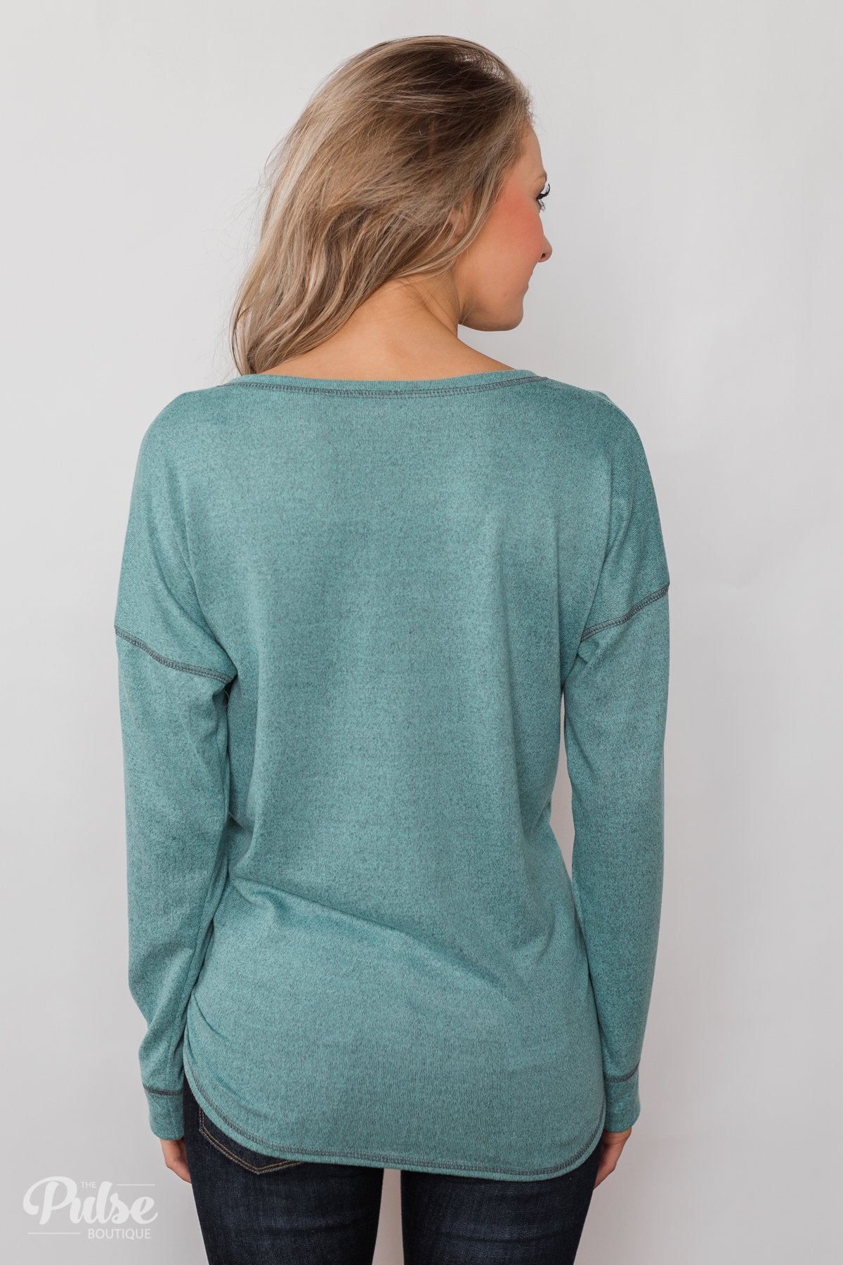 Feeling Fine 5-Button Long Sleeve Top - Mint