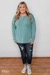Feeling Fine 5-Button Long Sleeve Top - Mint