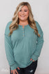 Feeling Fine 5-Button Long Sleeve Top - Mint