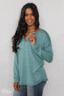 Feeling Fine 5-Button Long Sleeve Top - Mint