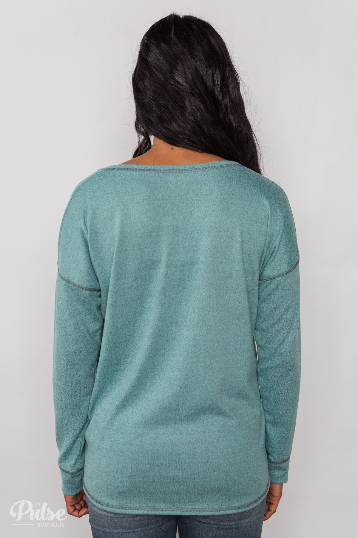 Feeling Fine 5-Button Long Sleeve Top - Mint
