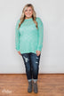 Long Sleeve Pointelle Knitted Sweater- MInt