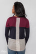 Party in the Back Lace Detail Top- Maroon & Navy