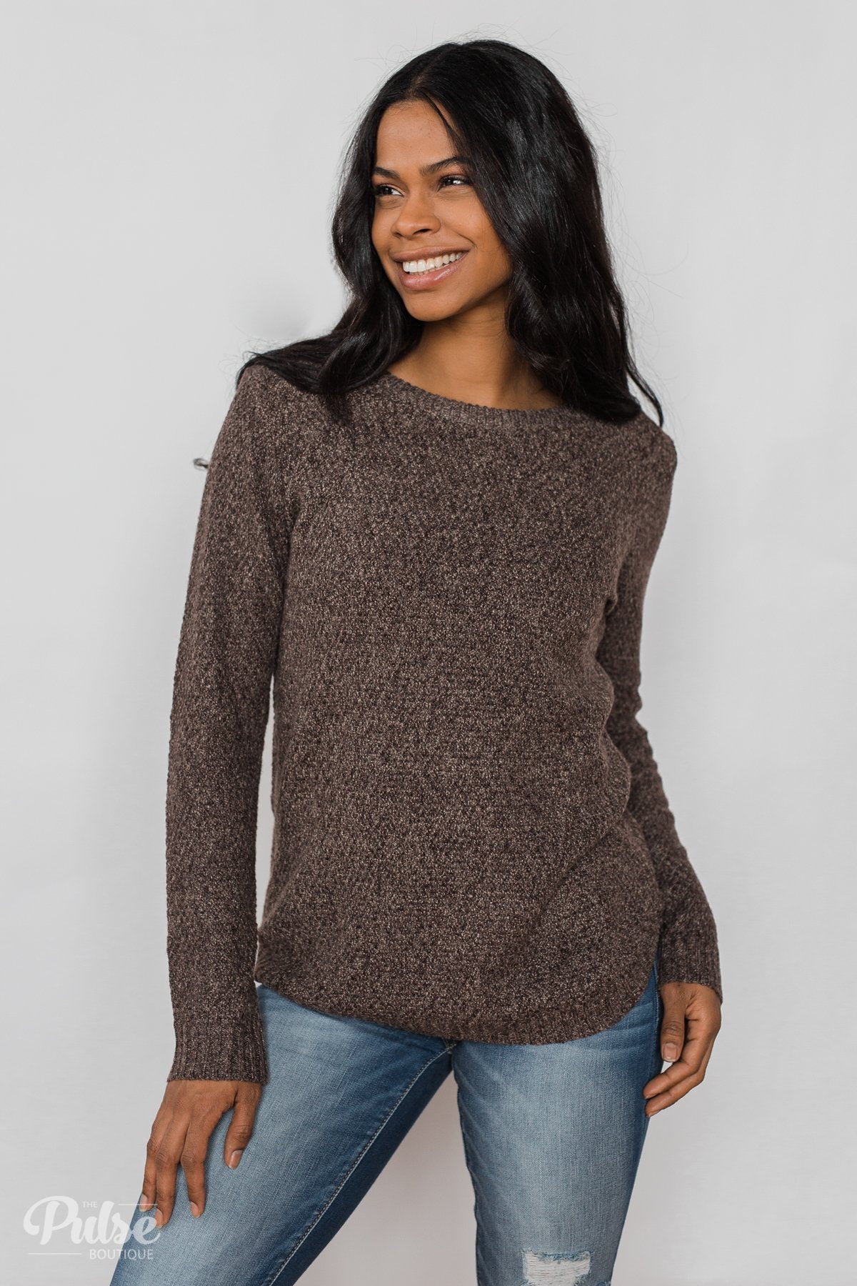 Wherever You Go Knit Sweater- Brown