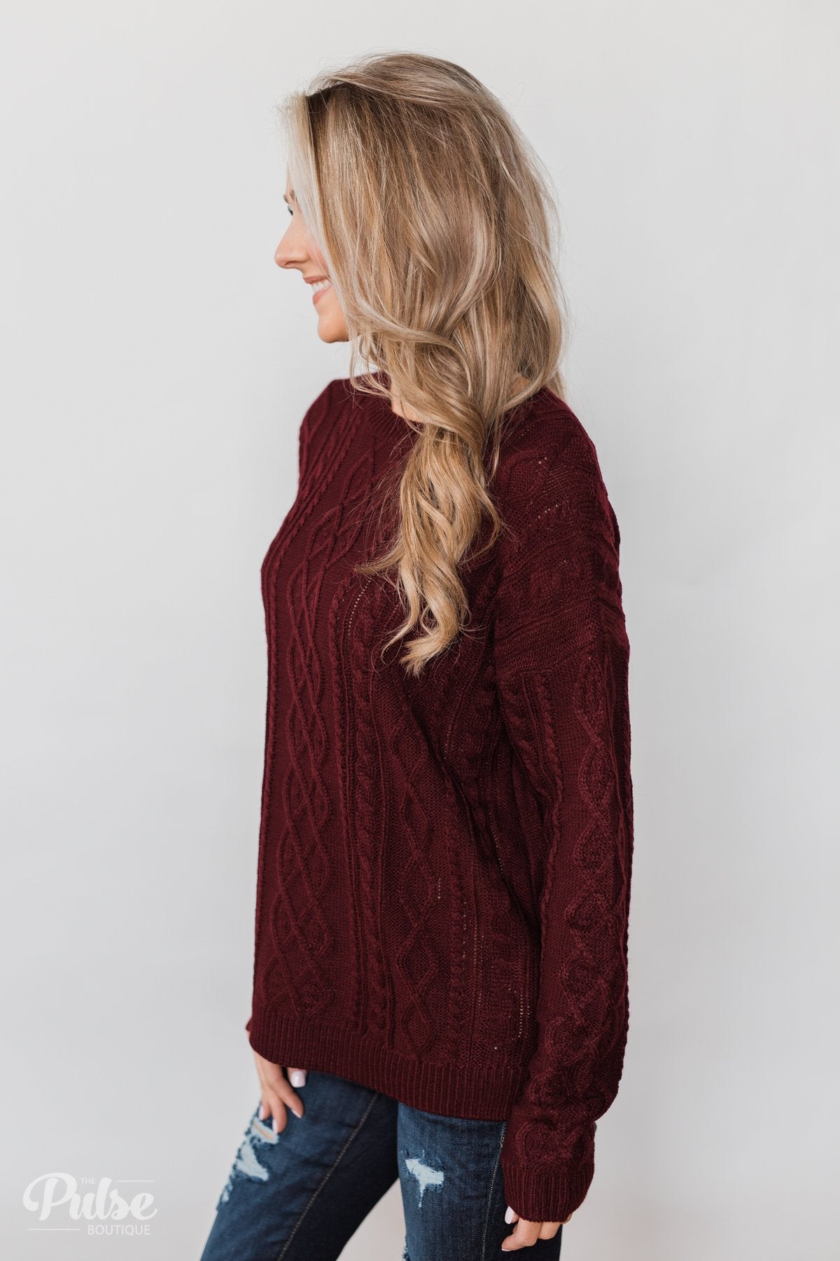 You Belong to Me Knit Sweater- Deep Burgundy